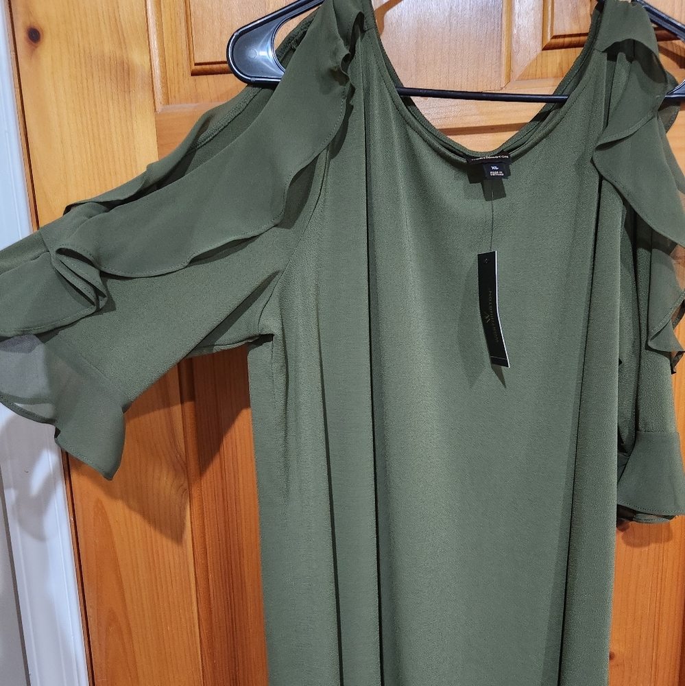 NWT olive cold shoulder blouse